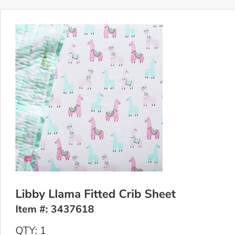 Pottery Barn Kids Libby Llama Fitted Crib Sheet